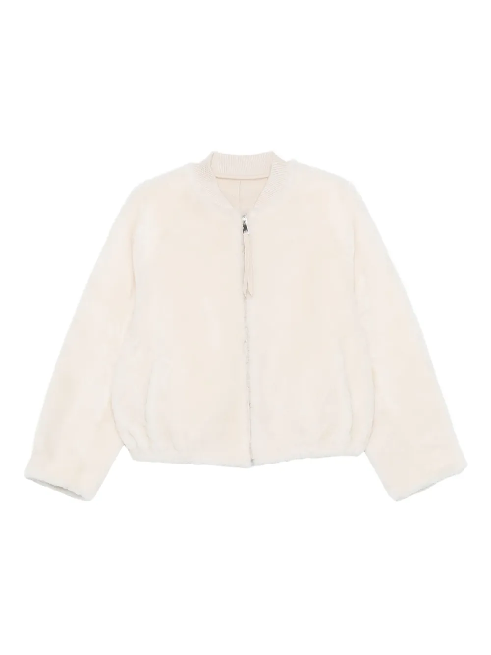 Liska Zip-front Lamb-shearling Bomber Jacket In White