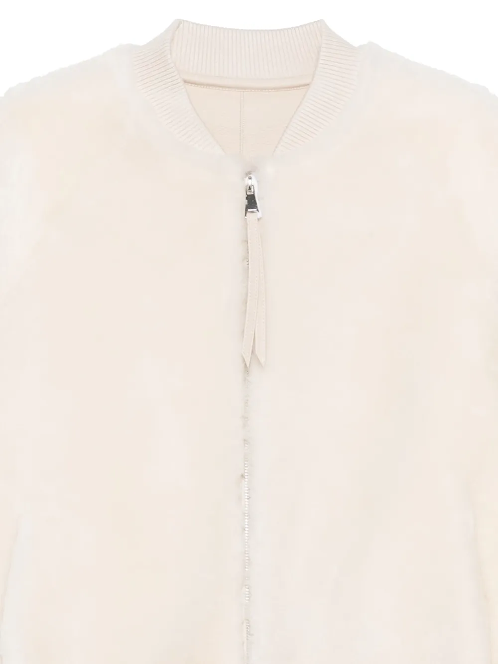 Liska Zip-front Lamb-shearling Bomber Jacket In White