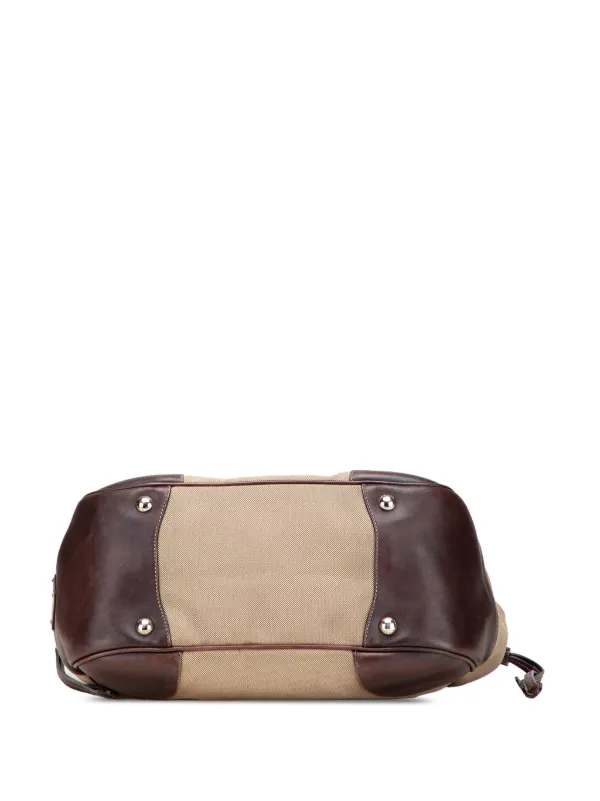 PRADA✨ブラウン カナパ キャンバス ショルダーバッグ Prada Pre-Owned 2013-2025 カナパ キャンバス ロゴ ショルダー