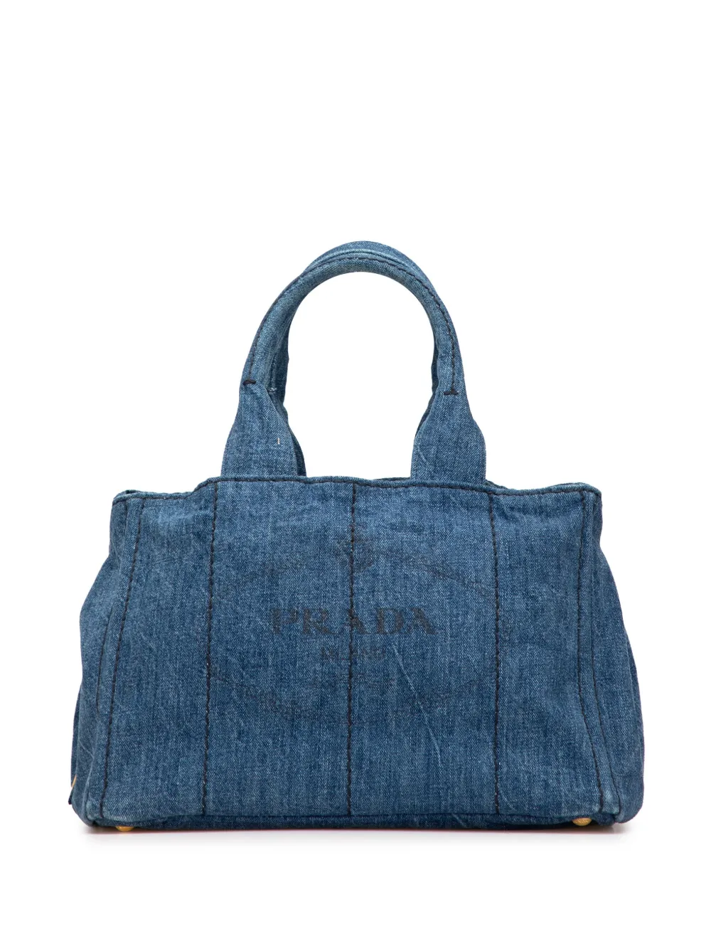 Prada Pre-Owned 2013-2025 Denim Canapa Logo satchel - ブルー Prada Pre-Owned 2013-2025 Denim Canapa Logo satchel - ブルー
