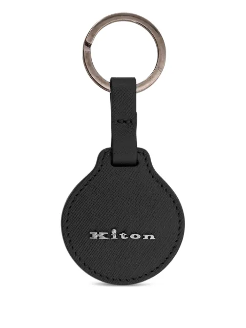 Kiton leather circular keyring