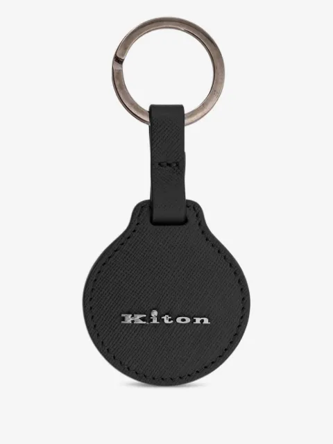 Kiton leather circular keyring