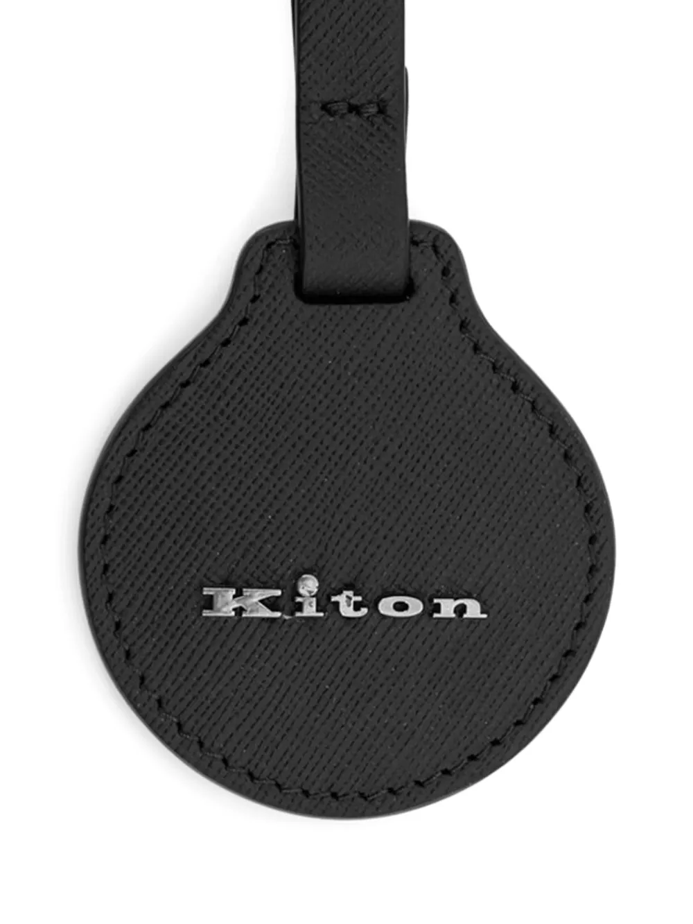 Kiton Leather Circular Keyring In Black