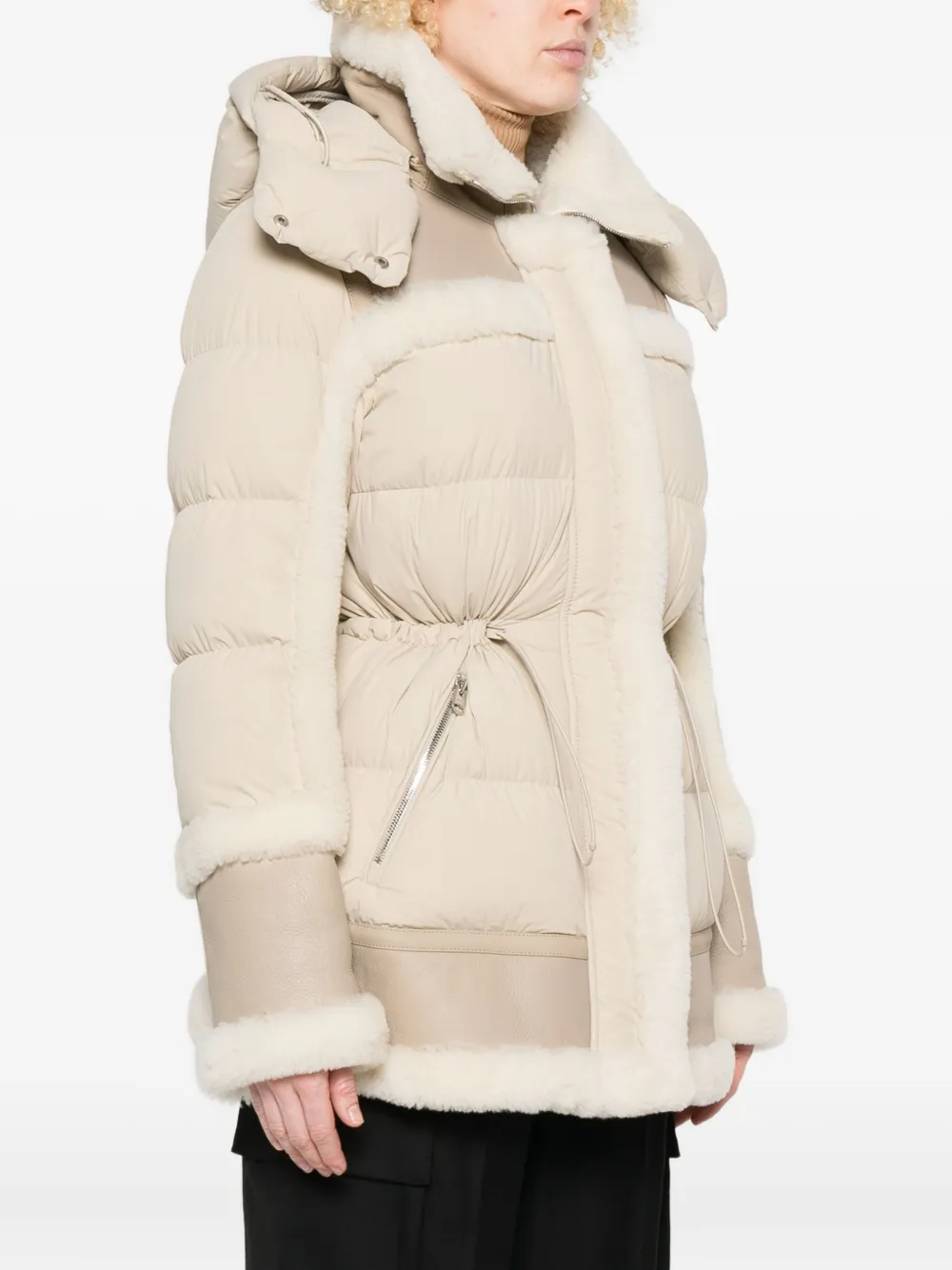 Mackage Lilibeth Quilted Shearling-trimmed Coat In Neutral