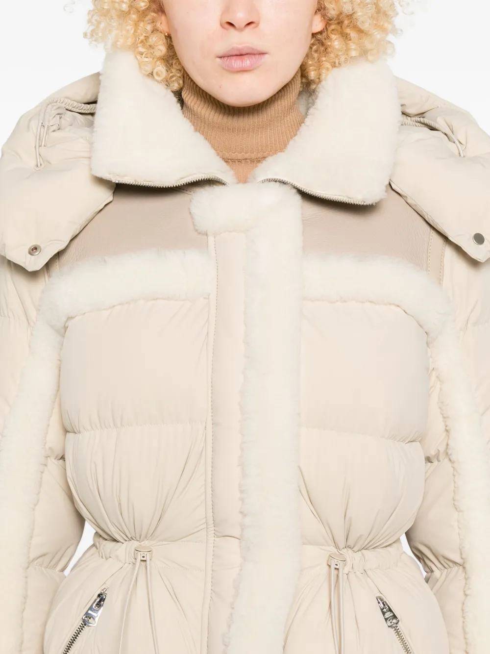 Mackage Lilibeth Quilted Shearling-trimmed Coat In Neutral
