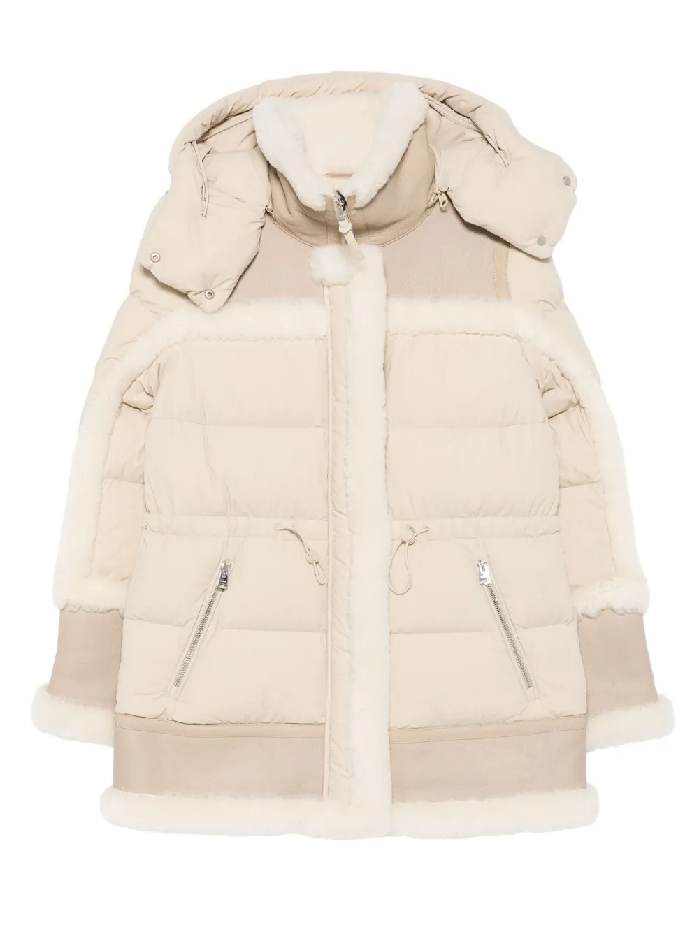 Mackage Lilibeth Quilted Shearling-trimmed Coat In Neutral