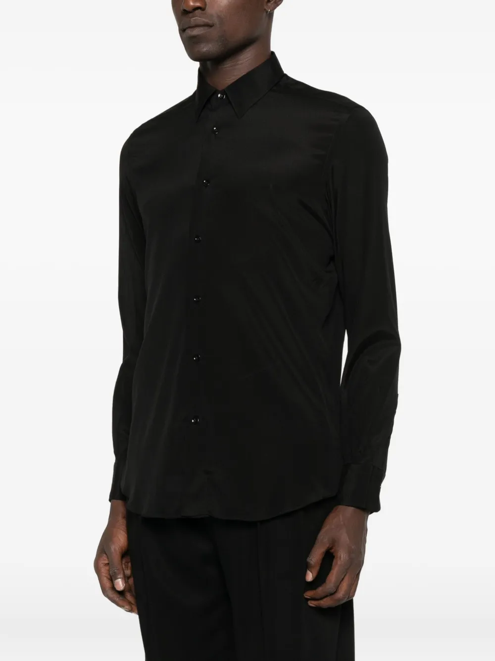 Mazzarelli button-down silk-blend shirt Zwart
