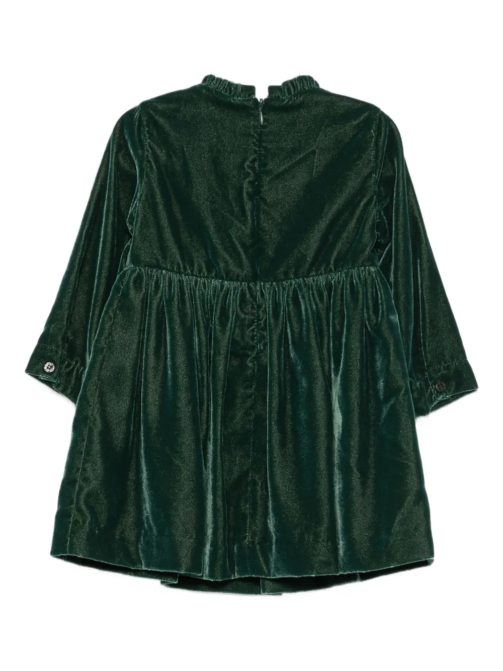 Il Gufo velvet-embroidered dress - Groen