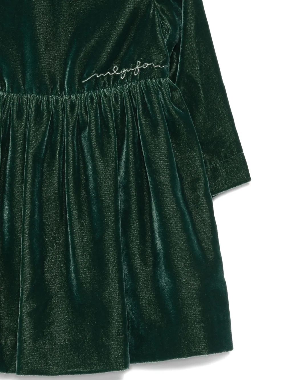 Il Gufo Fluwelen jurk met borduurwerk Groen