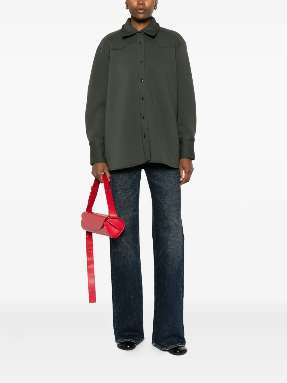 The M Curved-hem Shirt In Green