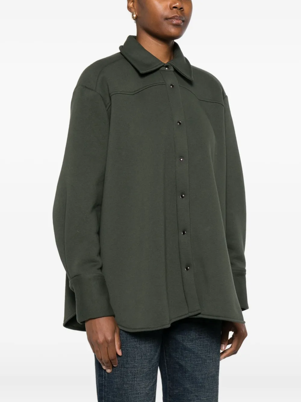 The M Curved-hem Shirt In Green