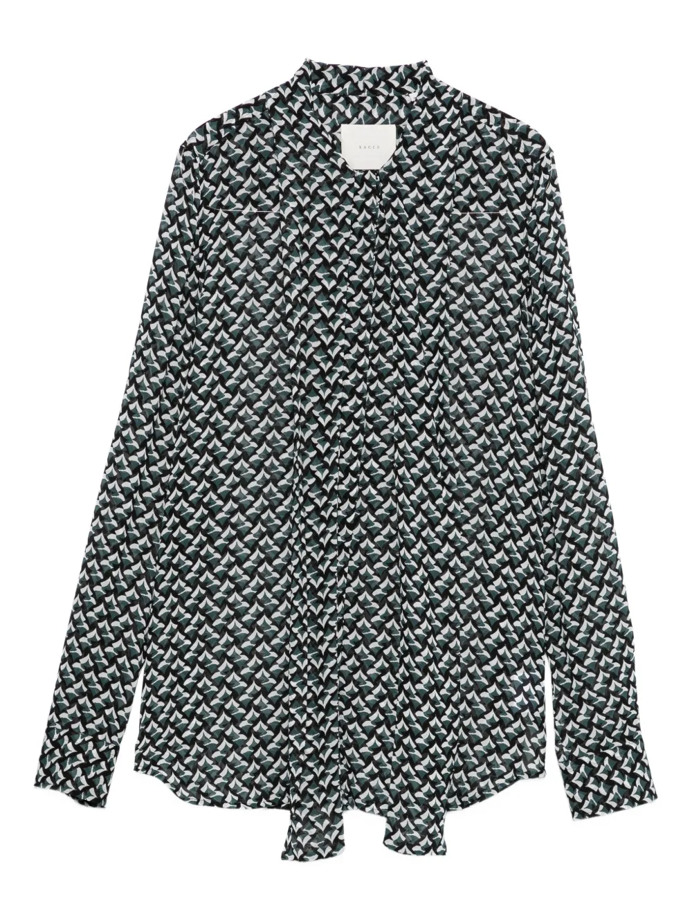 Xacus Geometric-print Tie-neck Blouse In Multi