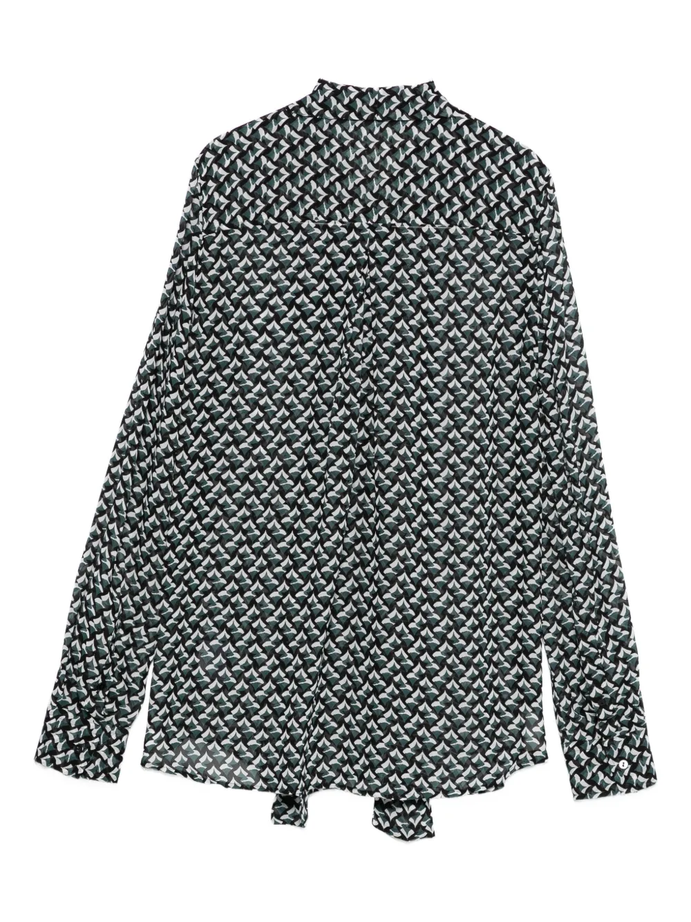 Xacus Geometric-print Tie-neck Blouse In Multi