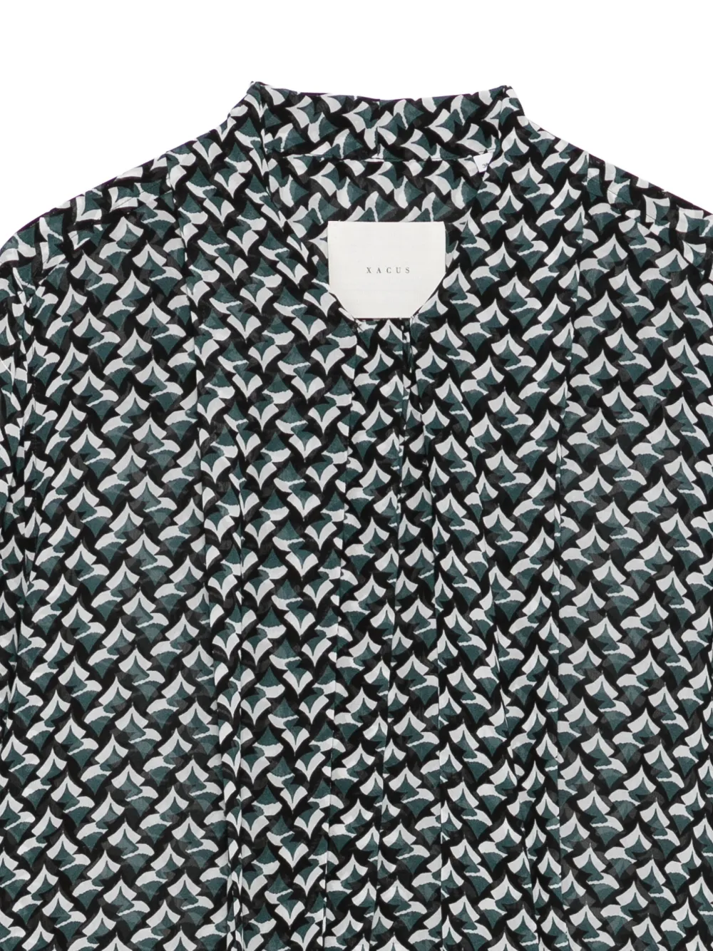 Xacus Blouse met geometrische print en gestrikte hals Groen