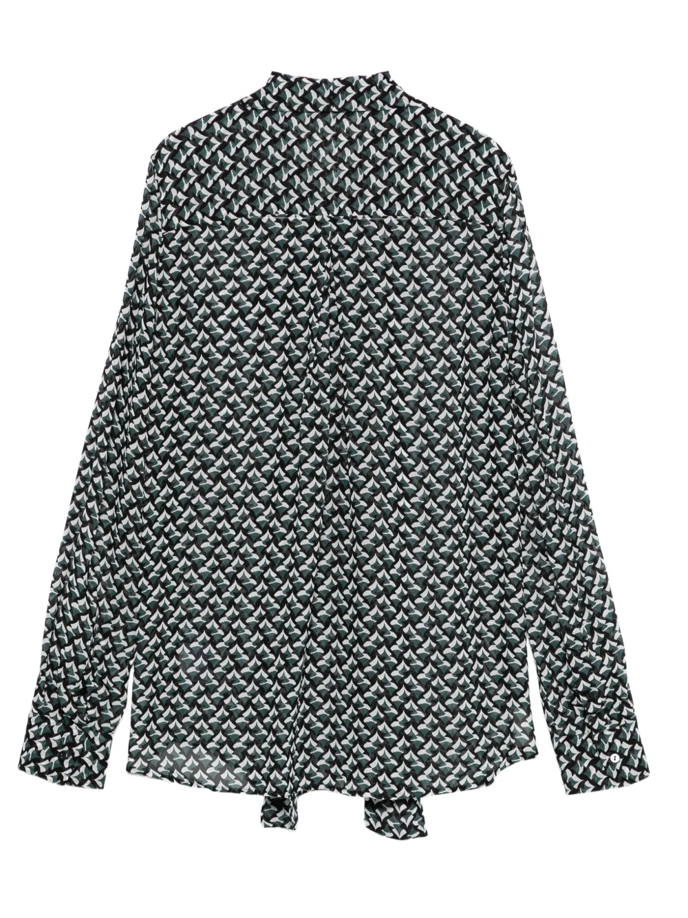 Xacus Blouse met geometrische print en gestrikte hals - Groen