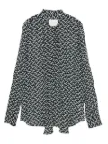 Xacus geometric-print tie-neck blouse - Green