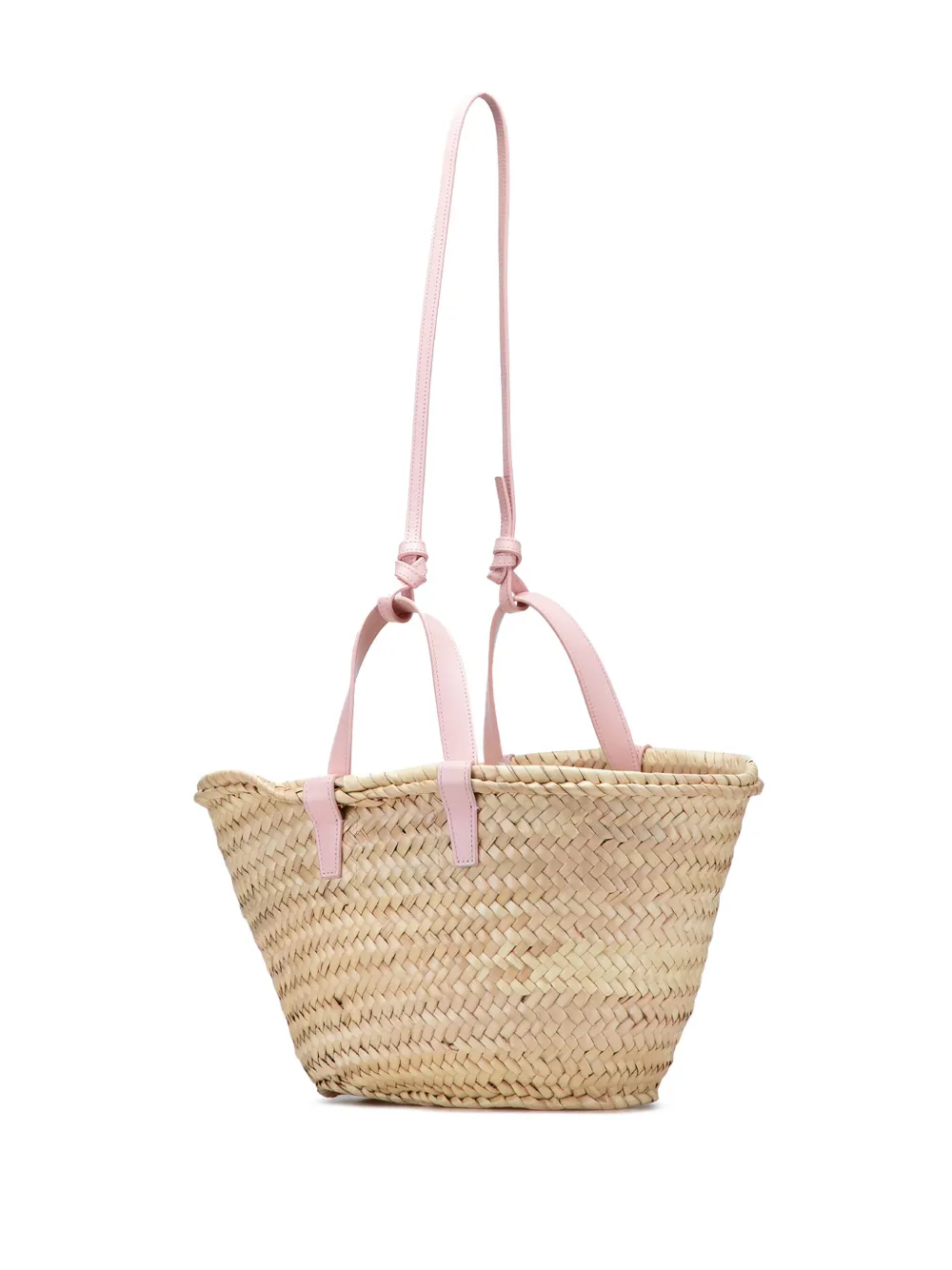 Pre-owned Celine 2023 Teen Raffia Cuir Triomphe Classic Panier Tote Satchel In Brown