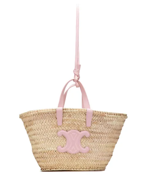 Celine Pre-Owned 2023 Teen Raffia Cuir Triomphe Classic Panier Tote satchel