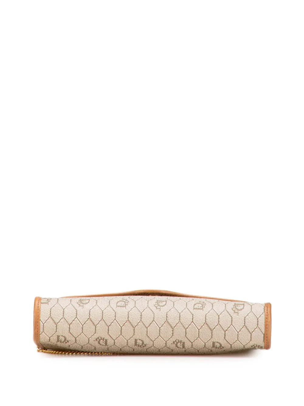 Pre-owned Dior 20th Century Honeycomb Coated Canvas Chain Crossbody Bag In Brown