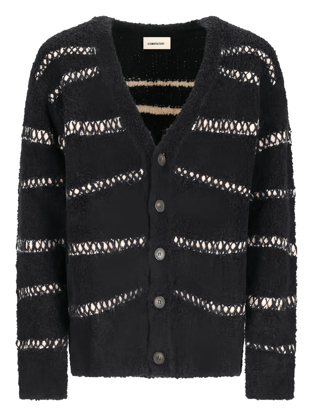 atomo factory bouclé striped cardigan | Black | Image 1