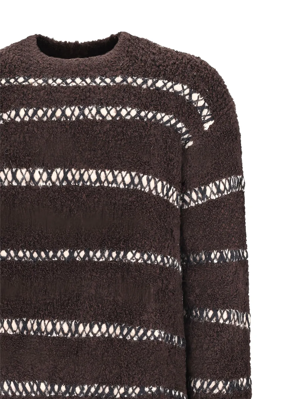Atomo Factory Bouclé Striped Sweater In Brown