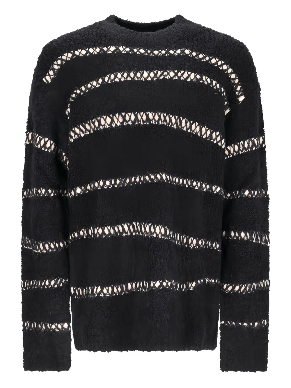 atomo factory bouclé stripes-detailing sweater | Black | Image 1