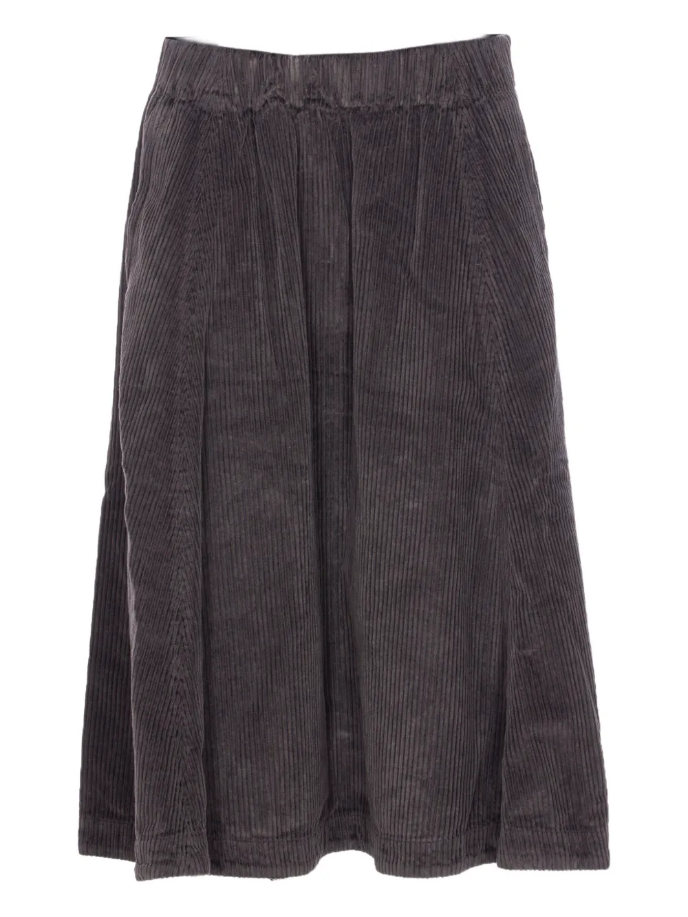 TRUE AVENUE Ribfluwelen rok met elastische taille Bruin