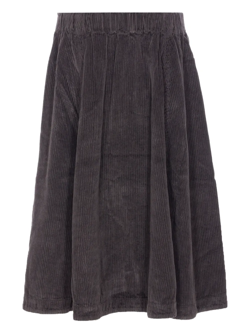 TRUE AVENUE Ribfluwelen rok met elastische taille - Bruin