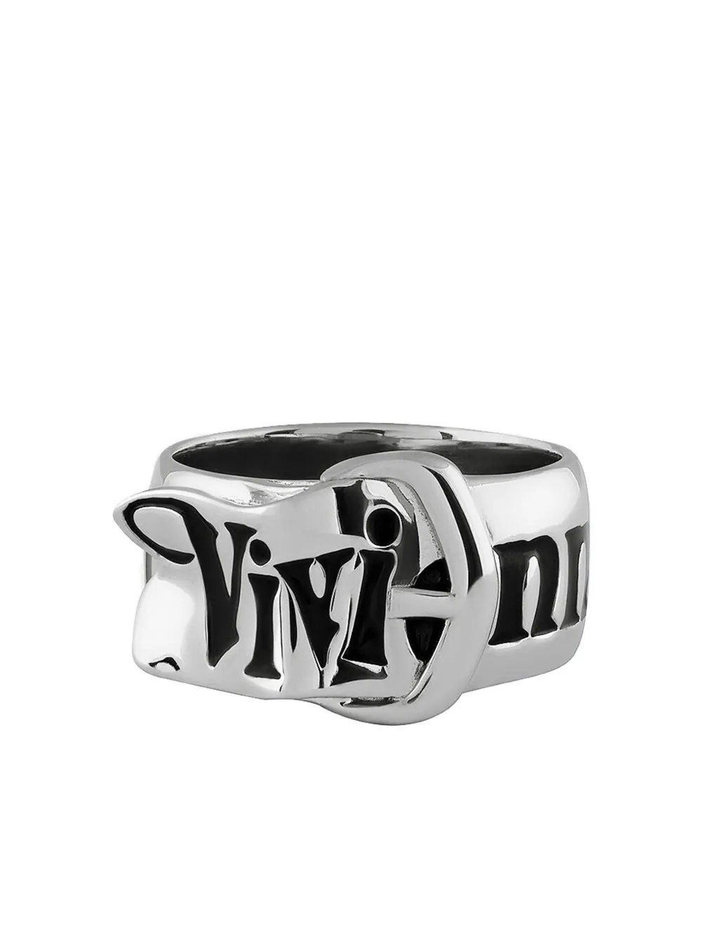 Vivienne Westwood buckle-engraved ring - Grigio