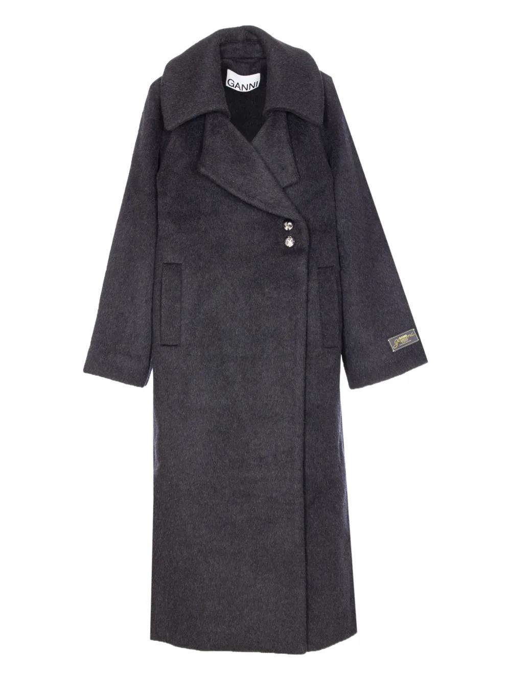 GANNI double-breasted coat Grijs