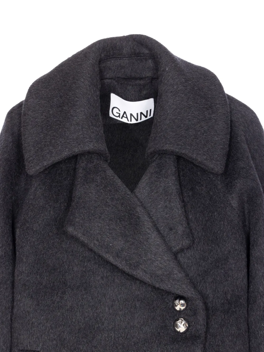 GANNI double-breasted coat Grijs