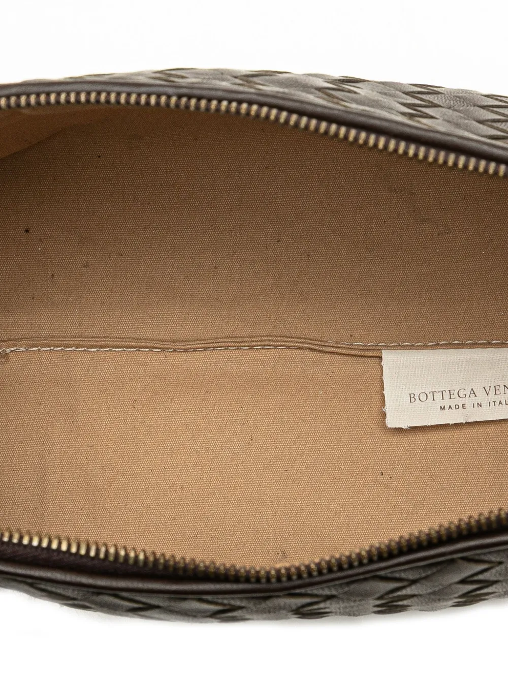 Pre-owned Bottega Veneta 2000-2007 Nappa Intrecciato Cosmetic Pouch In Brown
