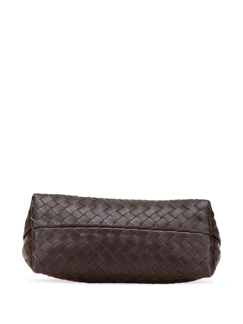 Pre-owned Bottega Veneta 2000-2007 Nappa Intrecciato Cosmetic Pouch In Brown