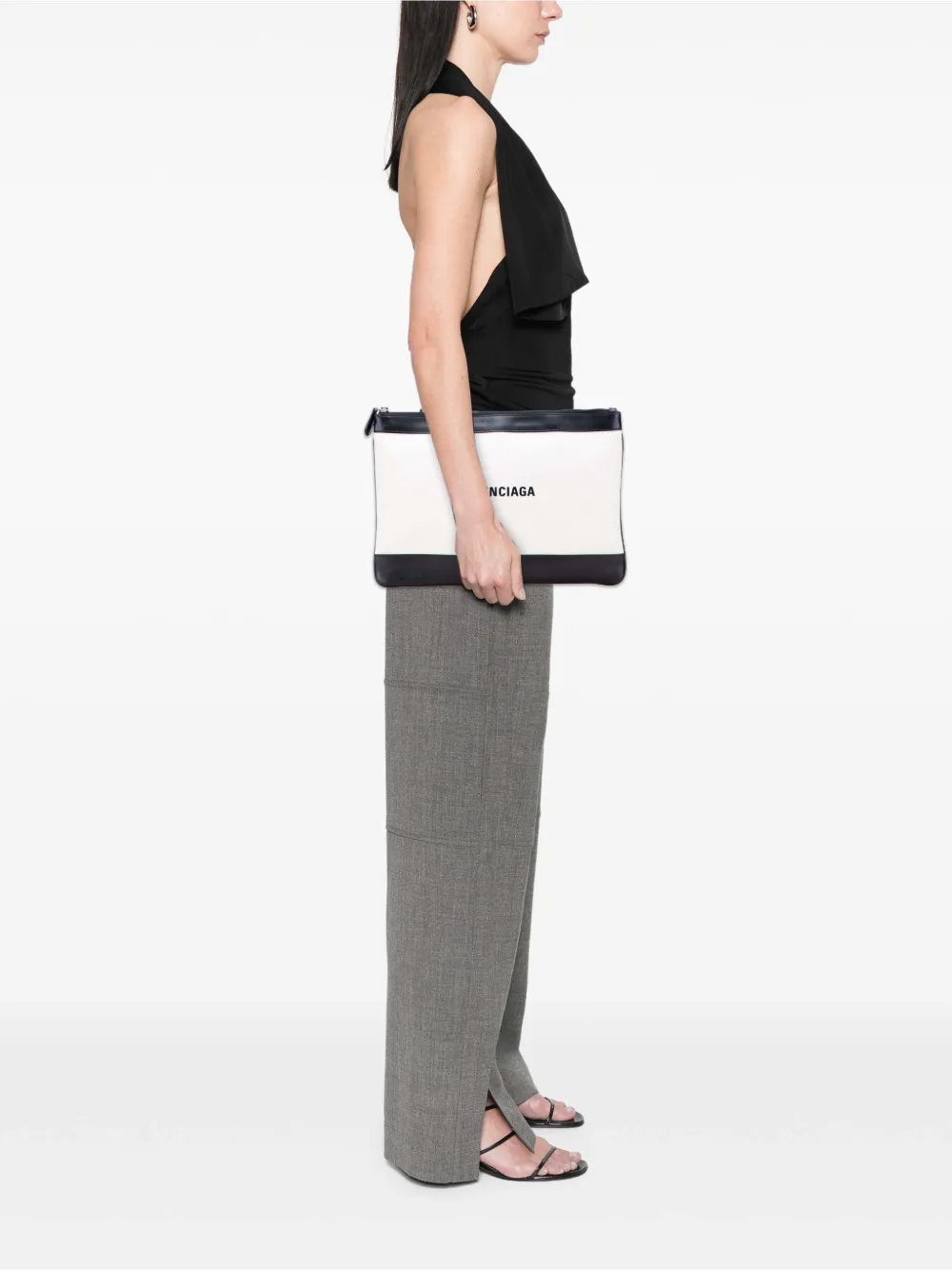 Balenciaga Pre-Owned 2019 M Canvas Navy Clip clutch bag | Pre-Owned | Image 2