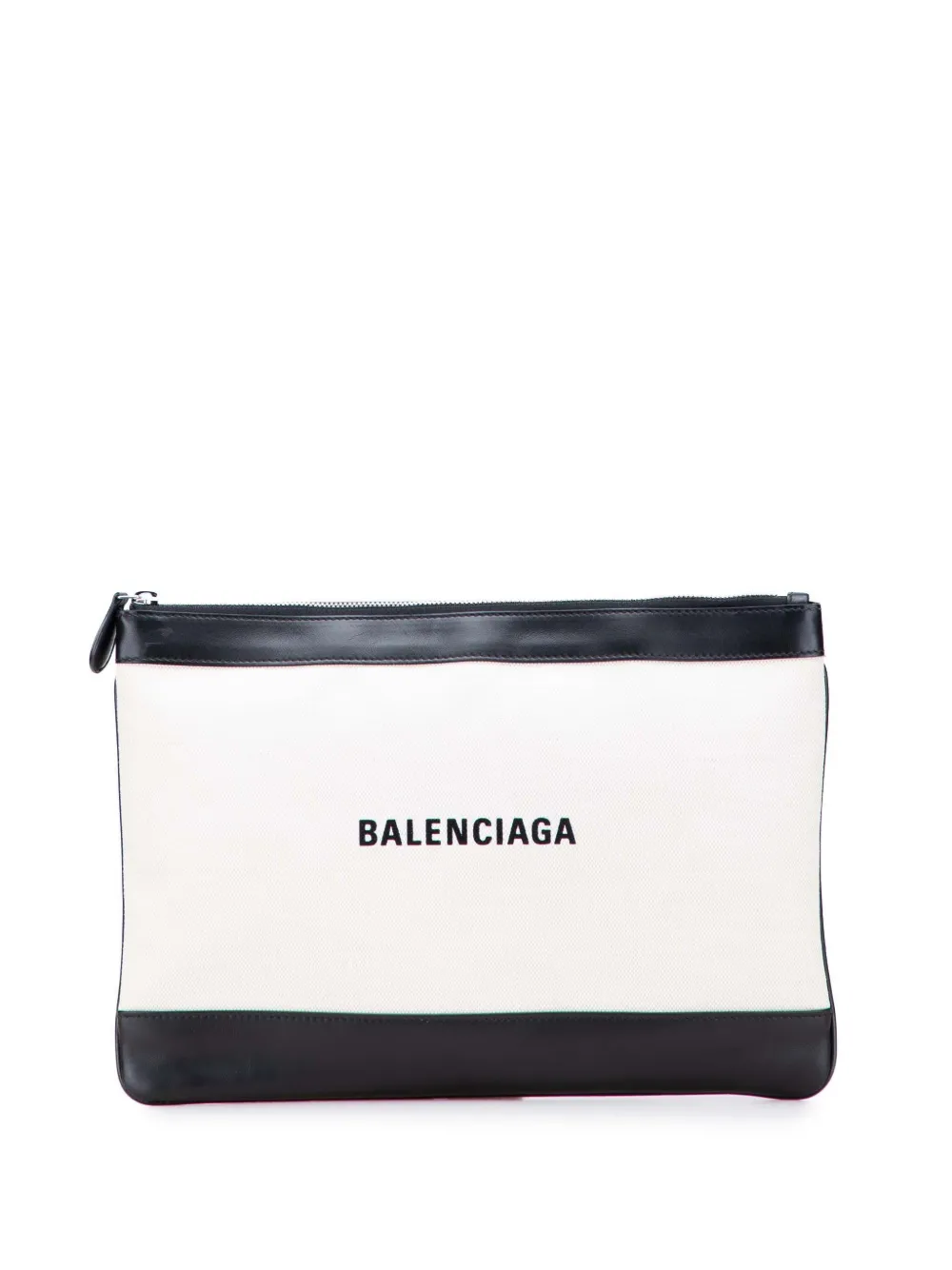 Balenciaga Pre-Owned 2019 M キャンバス ネイビー クリップ クラッチバッグ - ホワイト Balenciaga Pre-Owned 2019 M キャンバス ネイビー クリップ クラッチバッグ - ホワイト