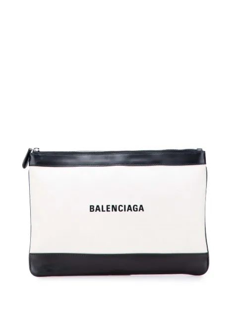 Balenciaga Pre-Owned 2019 M Canvas Navy Clip clutch bag
