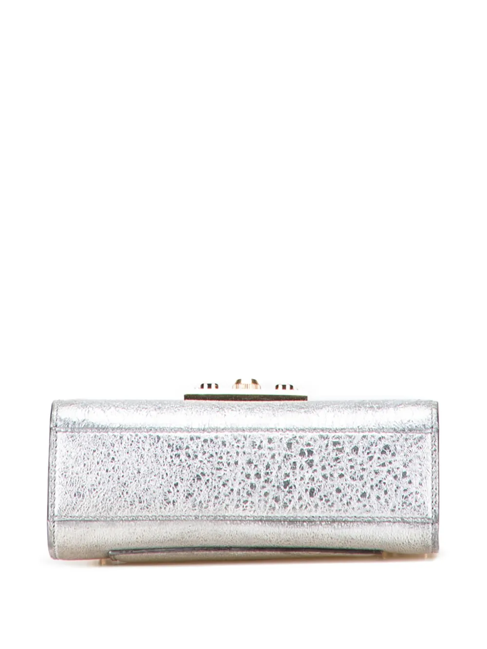 Pre-owned Gucci 2000-2015 Small Metallic Leather Padlock Crossbody Bag In Silver