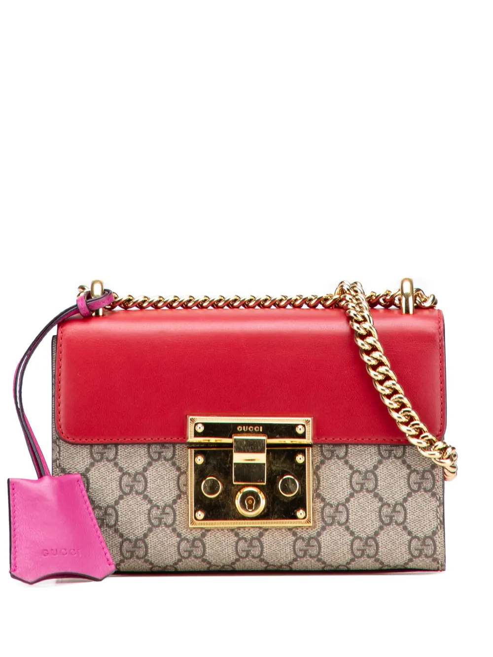 Gucci Pre-Owned 2016-2025 スモール GGスプリーム ビー パドロック ショルダーバッグ - ブラウン Gucci Pre-Owned 2016-2025 スモール GGスプリーム ビー パドロック ショルダーバッグ - ブラウン