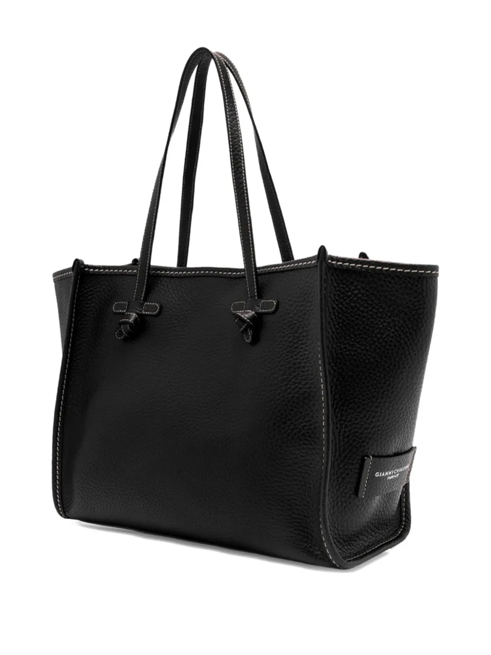 GIANNI CHIARINI knotted leather tote bag Zwart