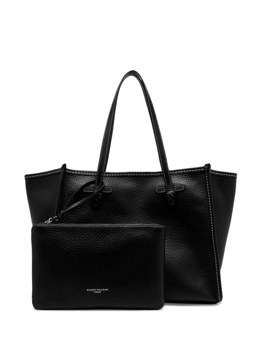 GIANNI CHIARINI knotted leather tote bag Zwart
