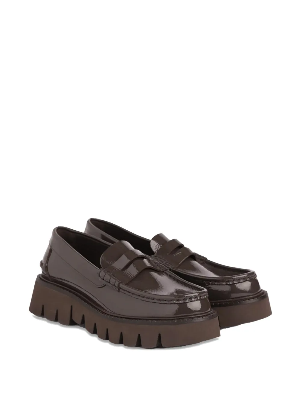 Pedro Garcia Lakleren loafers met plateauzool - Bruin
