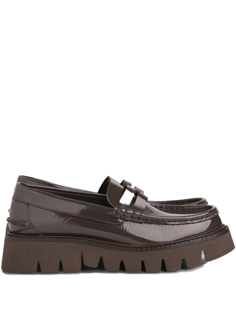 Pedro Garcia Lakleren loafers met plateauzool Bruin
