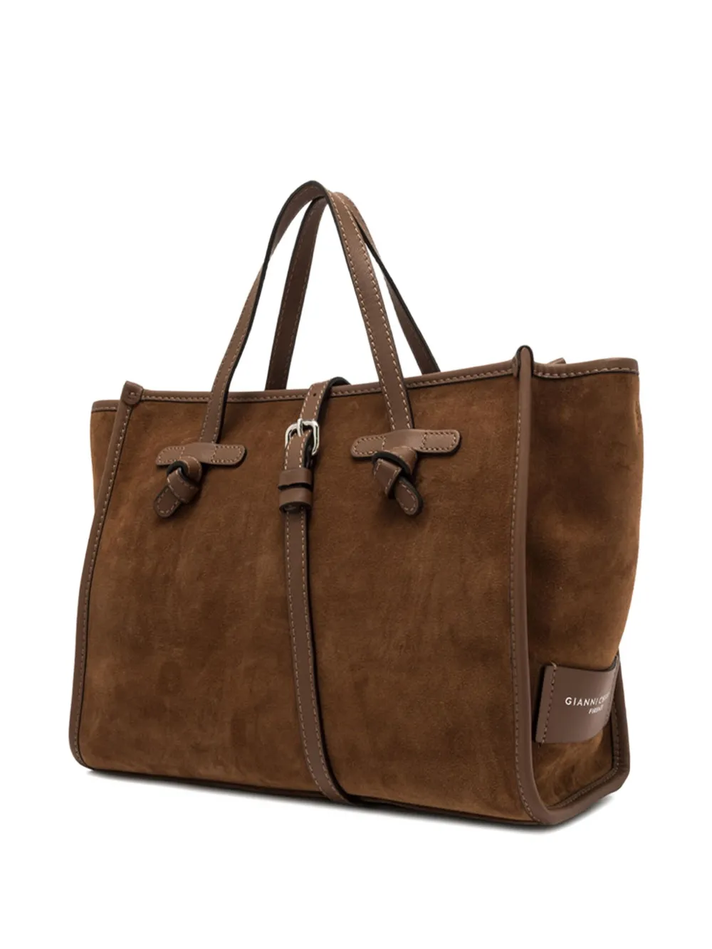 GIANNI CHIARINI knotted buckle suede tote bag Bruin