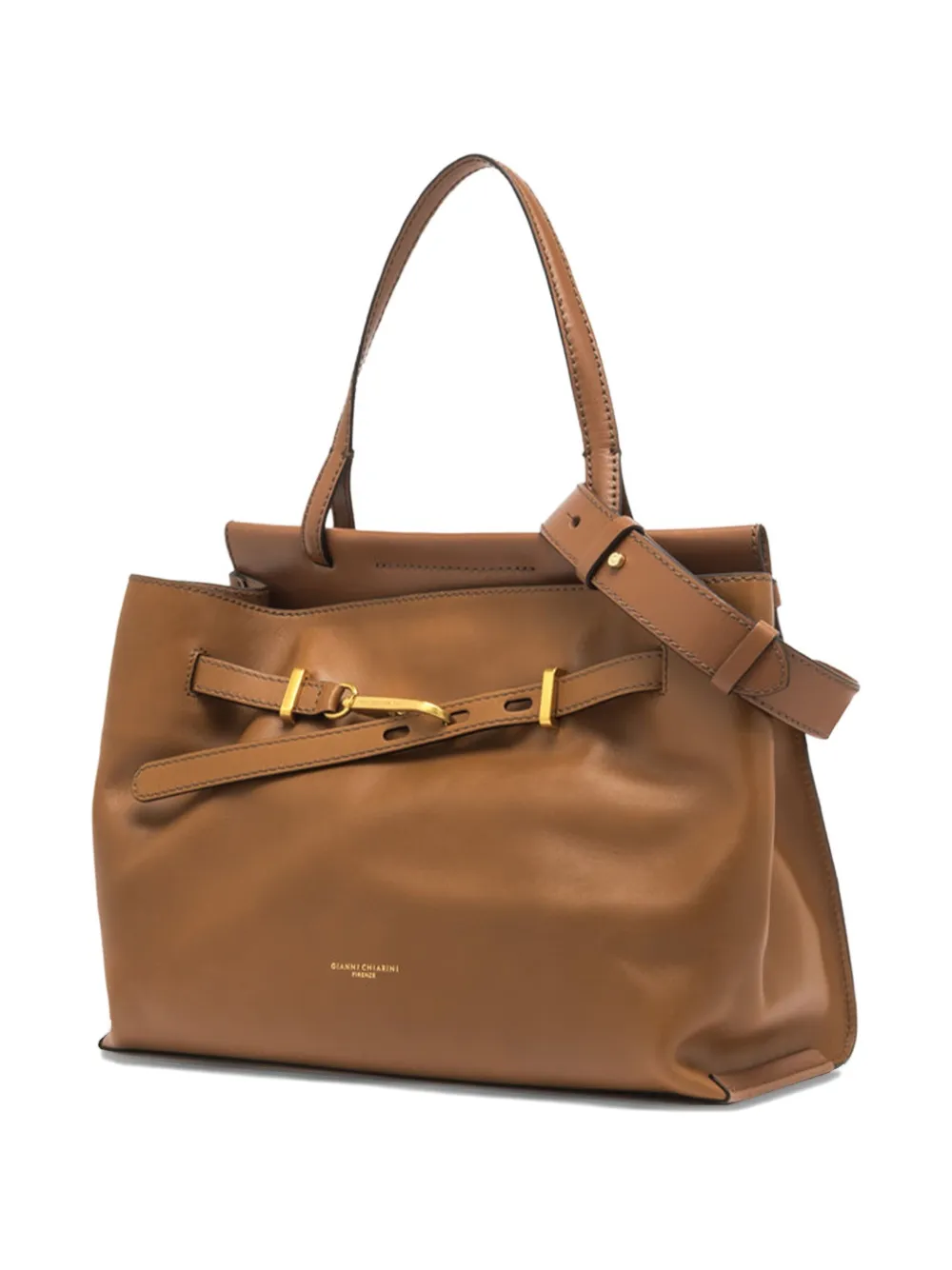 GIANNI CHIARINI leather buckle-fastening tote bag Bruin