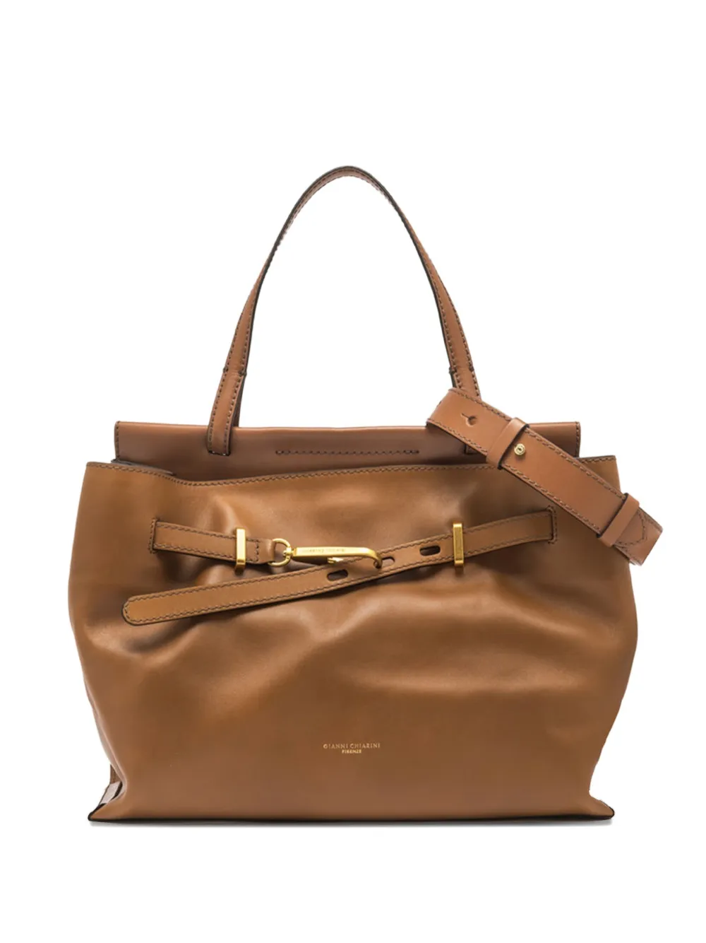 GIANNI CHIARINI leather buckle-fastening tote bag Bruin