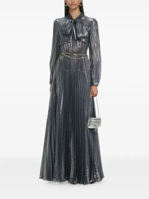 Self-Portrait bow-detail pleated dress