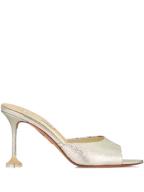Aquazzura metallic leather open-toe mules