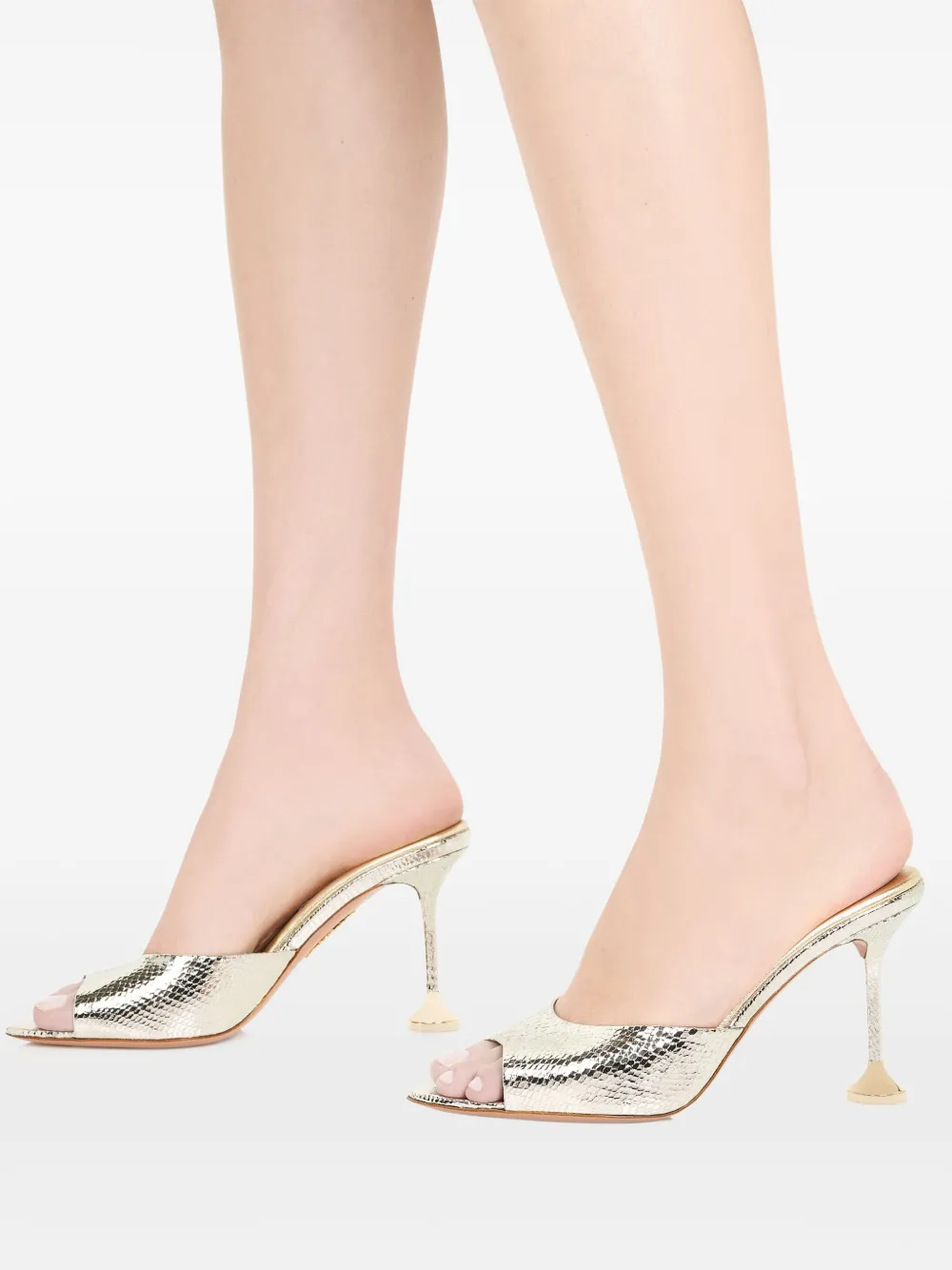 Aquazzura metallic leather open-toe mules Neutrals