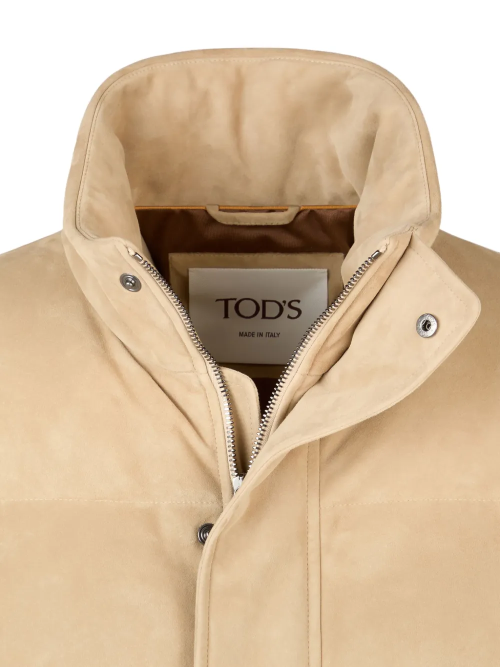 Tod's Leather Quilted Jacket In Neutral