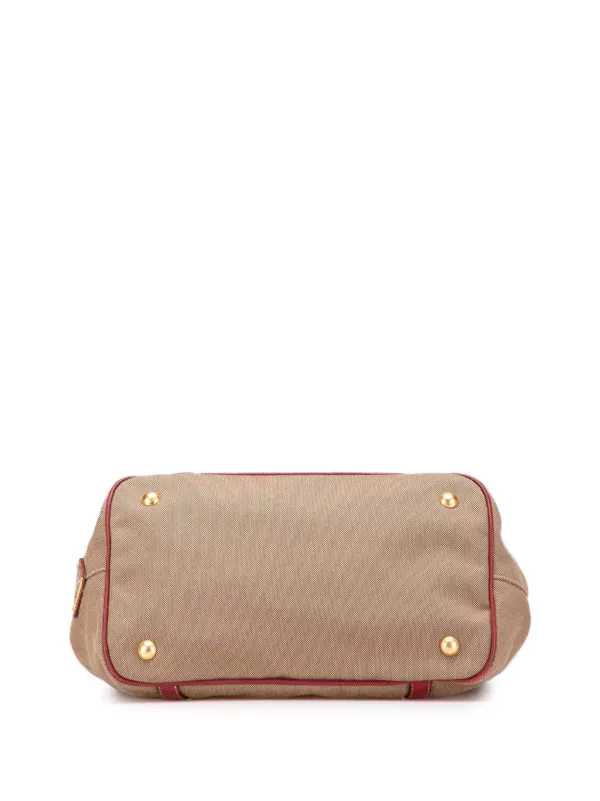 Prada Pre-Owned 2013-2025 キャンバス カナパ ロゴ リボン サッチェル